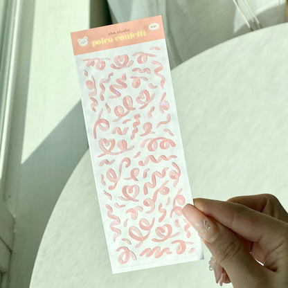 glitter polco confetti sticker sheet