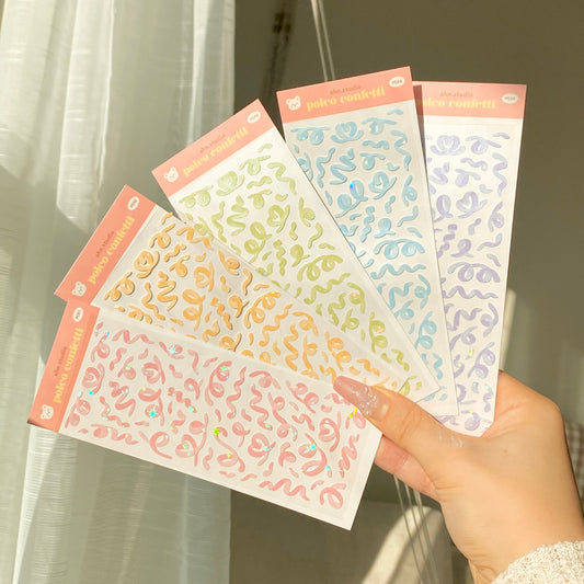 glitter polco confetti sticker sheet