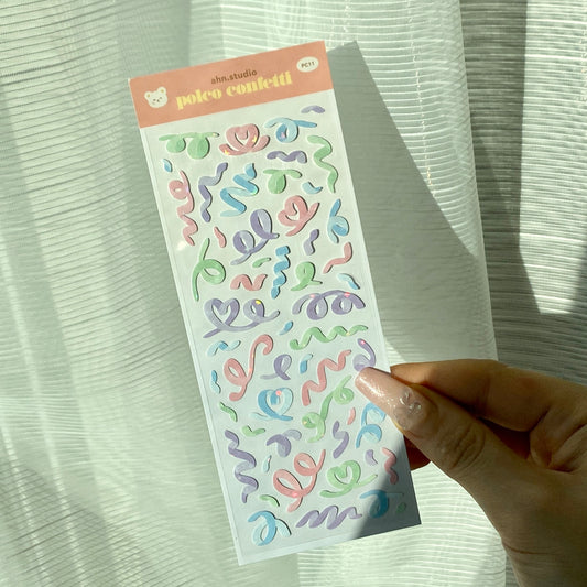 glitter pastel polco confetti sticker sheet