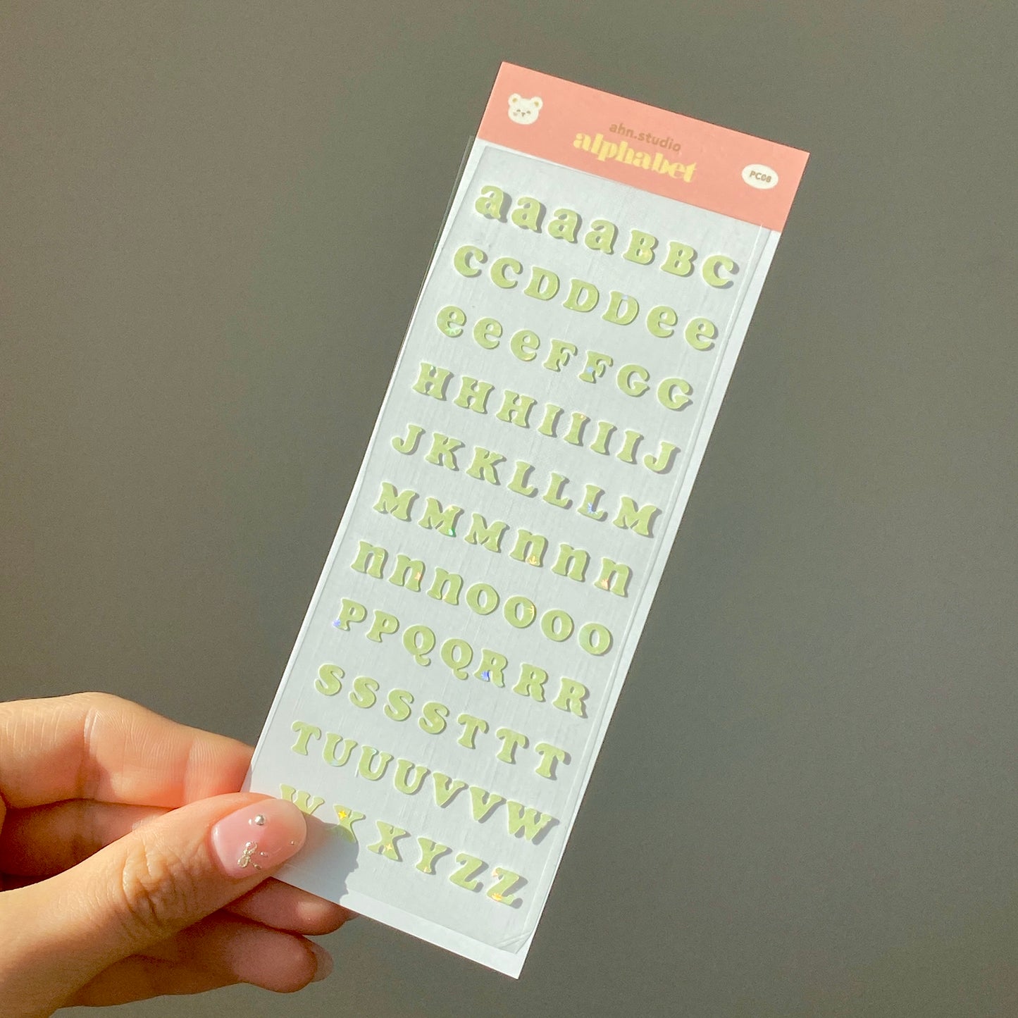 glitter polco alphabet sticker sheet