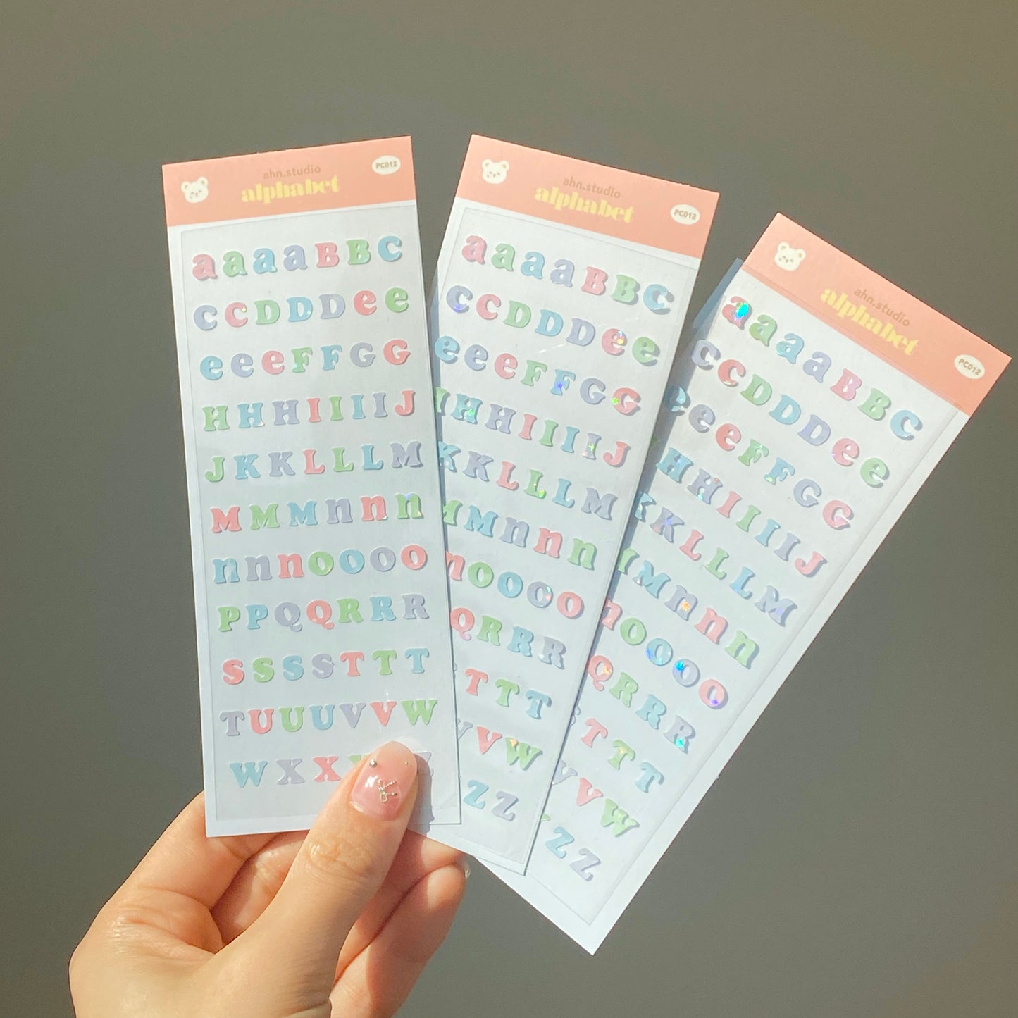 glitter pastel alphabet sticker sheet