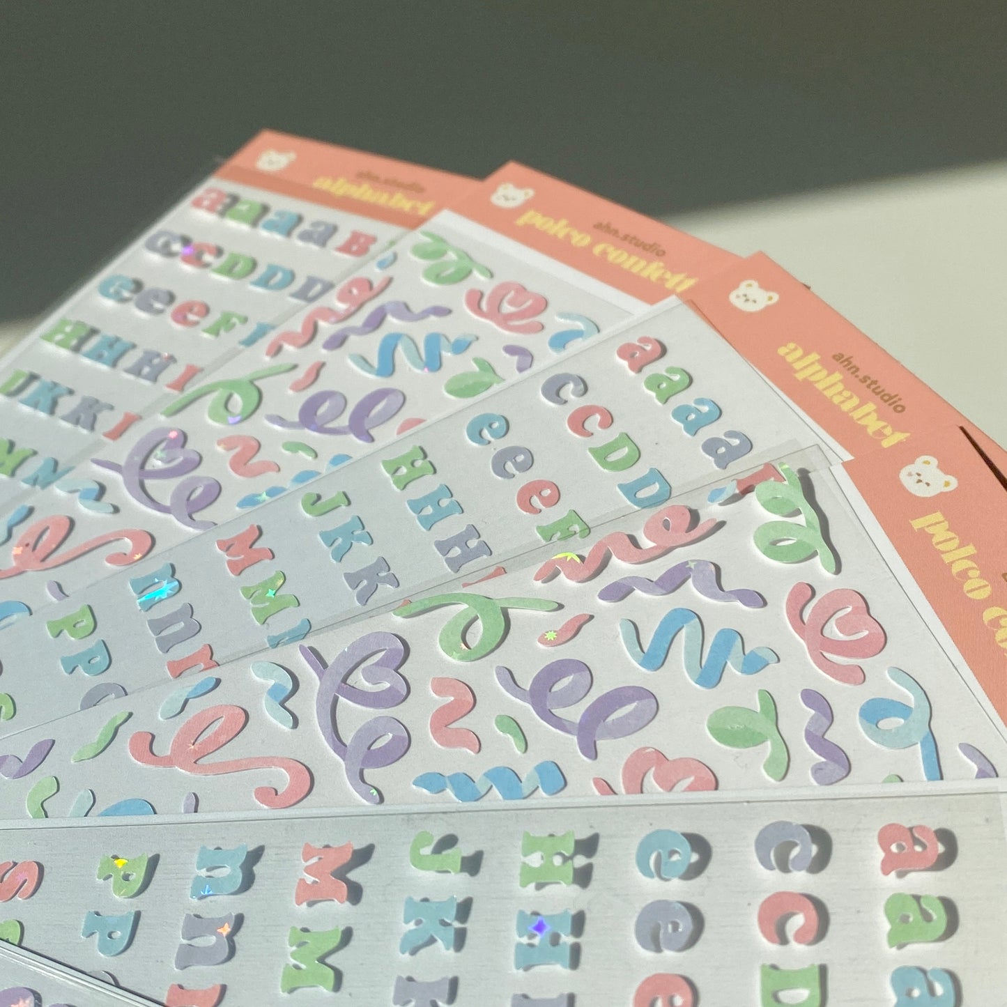 glitter pastel alphabet sticker sheet
