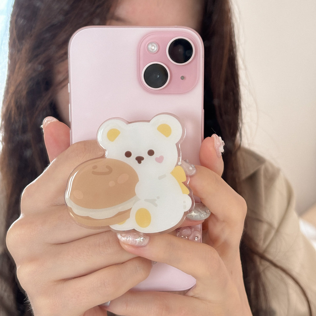 bagel bear phone grip