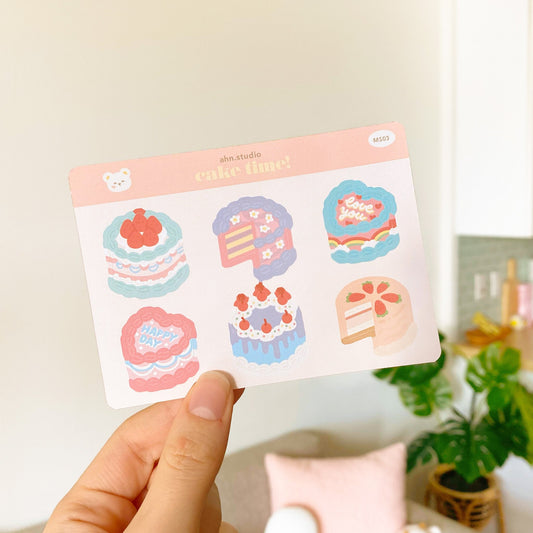 cute cakes sticker sheet