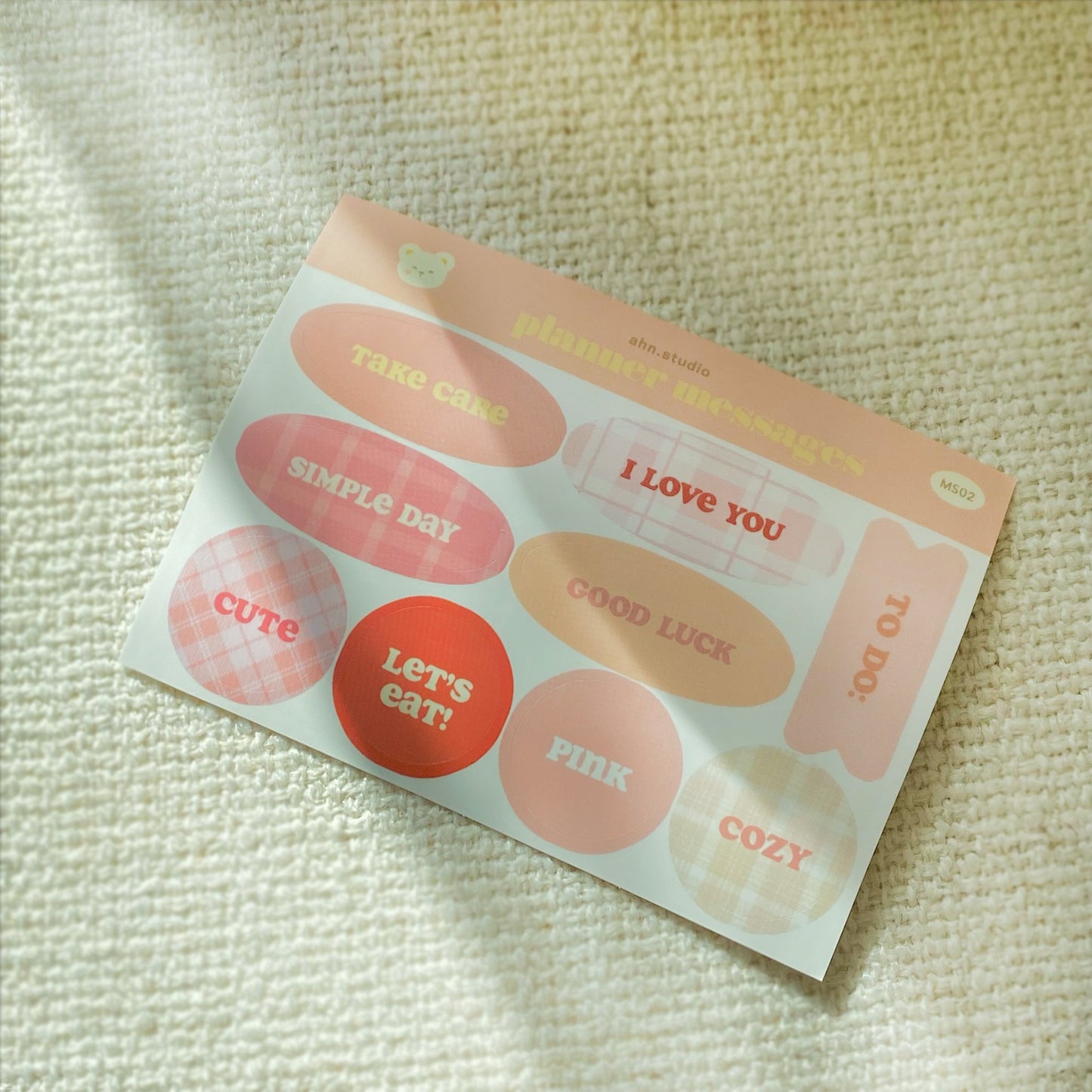 planner messages sticker sheet Ahn Studio