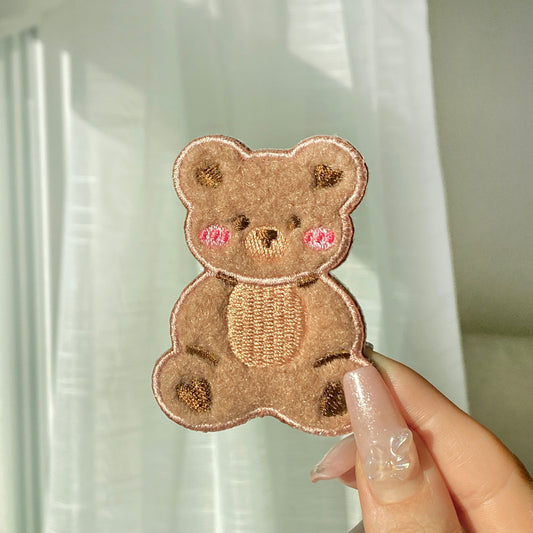 fuzzy teddy patch sticker