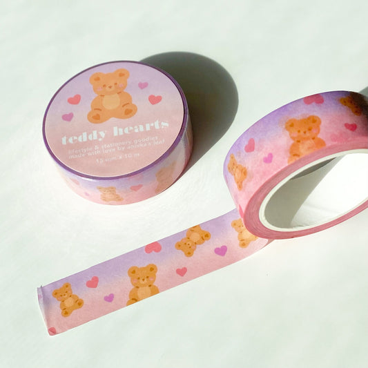 teddy hearts washi tape